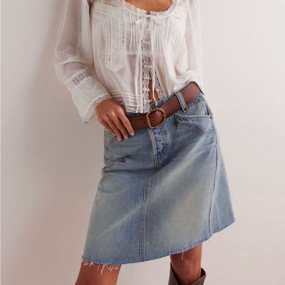 We The Free Suzy midi Blue Denim Skirt